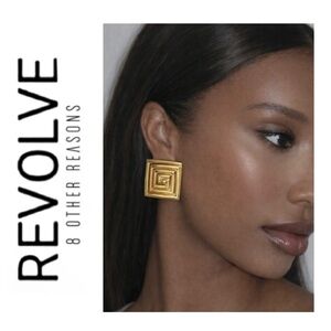 NWT Revolve x 8 Other Reasons Gold Square Stud Statement Earrings